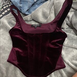 Elegant Velvet Burgundy Crop Top